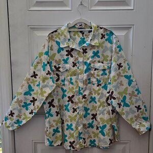 Lands' End Blouse Women's 3X 24w 26w butterfly print